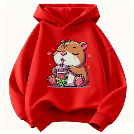 Capybara Funny Design  Children's Hoodie Sweatshirt Cute Harajuku Hoody for Boys Girls Spring Casual Hoodies