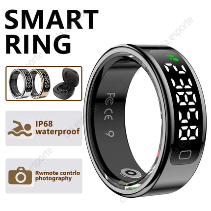 Smart Ring With Charging Case 5ATM Waterproof Blood Oxygen Heart Rate Sleep Health Monitoring Sports Ring Men Women Fashion Ring
