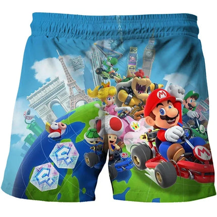 New Super  Beach Shorts Cartoon Animation Marios 3d Print Boys Casual Board Shorts Children's Marios Sports Pants Swimming Pants