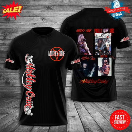 Rock Motley Crue Band 3d Male and Female Rap Singer Printed T-shirt, Fashionable Hip-hop Sports T-shirt Men Tour Album T-shirt