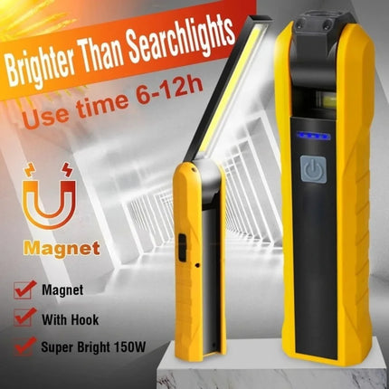 Rotatable COB Work Light LED Flashlight USB Charging Car Repair Lamp SOS Warning Light With Magnet Hook 4 Modes Camping Lantern