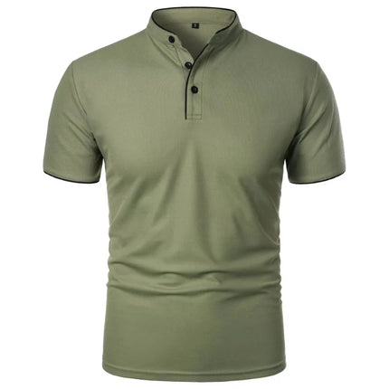 New Men's Short Sleeve Collar Polo Shirts Summer Solid Color Casual Polo Shirt Trendy Breathable Loose Basic Splice Oversize Top