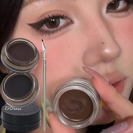 Black Brown Eyeliner Cream with Makeup Brushes Waterproof Lasting Matte Non Smudging Eye Liner Eyebrow Dual Purpose Cosmetics