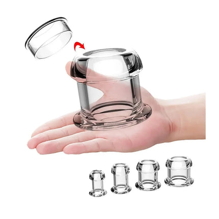 Transparent Hollow Anal Plug Set with Lids Leak-Proof Design Discreet Wear Anal Dilator Kit for Exploration Sex Toys