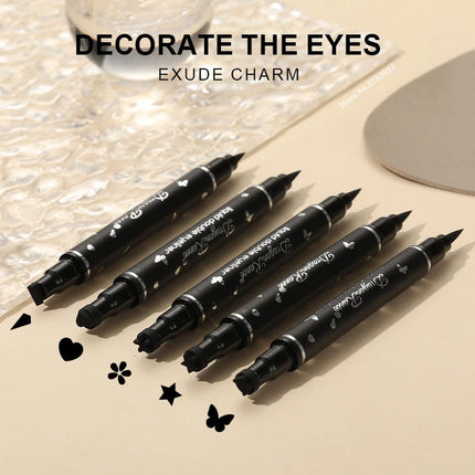 2 IN 1 Butterfly Seal Eyeliner Pen Star Moon Stamp Long-Lasting Waterproof Black Liquid Eye Liner Pencil Eyes Makeup Cosmetic