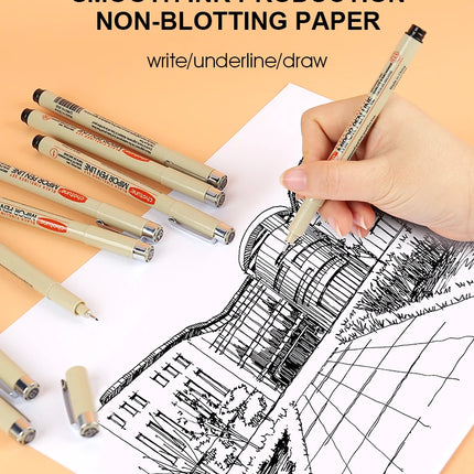 12 Tip Pigment Liner Micron Ink Marker Pen for Manga Draw Sketching Needle Pen Hook Line Pen Sketch Stationery Set Art Supplies