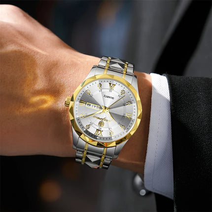 PAAZOMU Men's Wristwatch Top Brand Luxury Waterproof Luminous Date Week Men's Watches Stainless Steel Quartz Men's Watch Male reloj