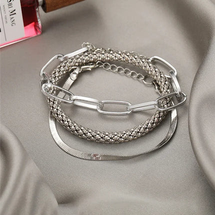 Silver Color Stainless Steel Colorfast Bracelets Skyful Star Bracelet Set for Women Fashion Light Luxury Jewelry Gifts Wholesale
