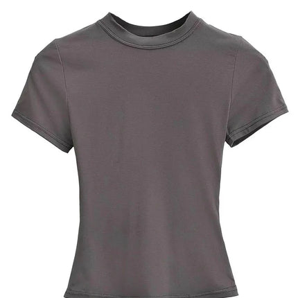 2025 New High Quality Casual T-shirt Sexy Slim Short Sleeves Fashion Trend Solid Women Clothing Y2K Tops