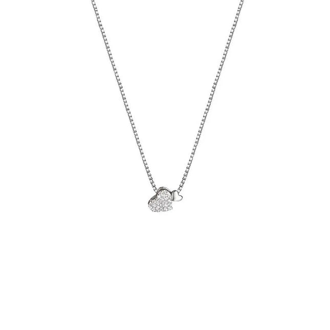 925 Sterling Silver Heart Necklace Personality Charm Geometric Shape Pendant Choker Birthday Gift for Women Exquisite Jewelry