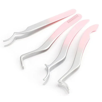 1/4 Gradient Eyelash Comb Tweezers Stainless Steel Anti-Static Non-Magnetic Professional Lashes Extension Tweezers Makeup Tools
