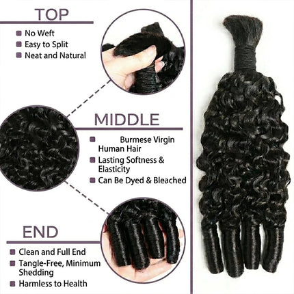 Burmese Curly Human Hair Bulk Bohomian Braids Bundles Human Hair Bulks For Bohe Knotless Braiding Virgin Crochet Hair Extensions