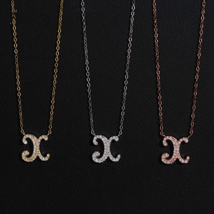 Iced Out Pendant Necklace  925 Silver Initial VVS Moissanite Letter Pendant Link Chain Necklace A-Z  for Men Women
