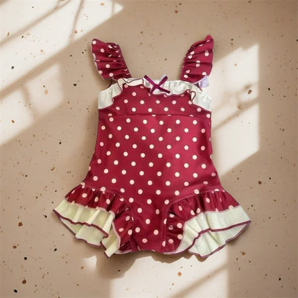 New Girls' Swimwear Summer Children's Polka Dot Sweet Bikini Stylish Holiday Beachwear Baby Casual One-Piece Swimsuit