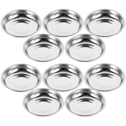 10Pcs Sauce Dish Stainless Steel Sauce Bowl 8cm Round Seasoning Dishes Sushi Dipping Bowl Saucers Bowl Mini Appetizer Plates