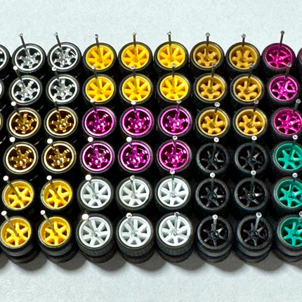 11mm wheels for 1/64 Scale Alloy Car Models 1/64 wheels with Tires + Axles for Hot Wheel/Matchbox/Domeka/Tomy 1:64