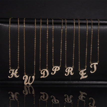 Iced Out Pendant Necklace  925 Silver Initial VVS Moissanite Letter Pendant Link Chain Necklace A-Z  for Men Women