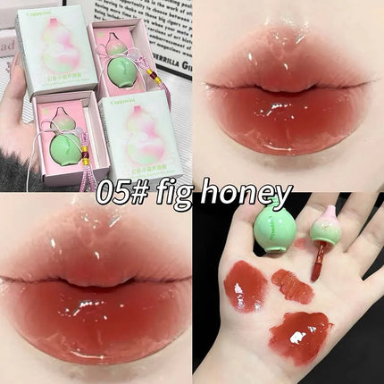 Cute Zucchini Jelly Lip Gloss Mirror Watery Gloss Liquid Lipstick Hydrating Lasting Moisturizing Tender Pink Student Lips Makeup