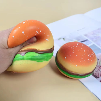 Squishy Toast Bread Squeeze Toy - Funny Hamburger & Biscuit Fidget Toy for Kids & Adults - Sensory Relief & Anxiety Relief