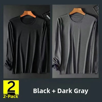 Ice Silk Long Sleeve T-Shirt Men's Summer Thin Mesh Breathable Sun Protection Quick Dry Outdoor Construction Base Shirt Air C...