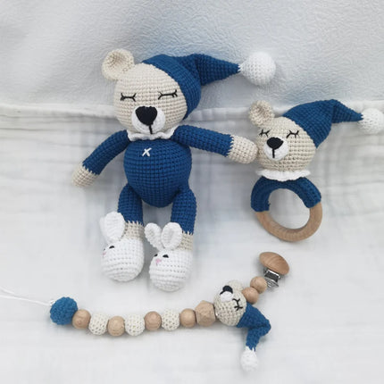 Newborn Mobile Gym Educational Ring Teething Toy Baby Cotton Baby Wooden Ring Rattle Crochet Wool Toy Customize Pacifier Chain