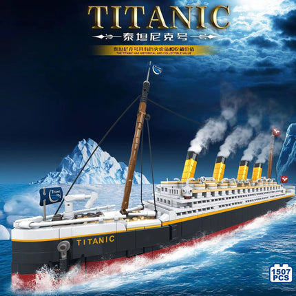 1507Pcs new large-scale Titanic creative model building block set, adult challenge huge Titanic cruise ship model building Toys