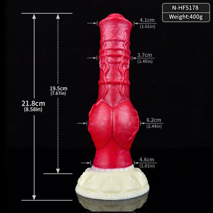 FAAK Colorful Silicone Ribbed Fantasy Horse Knot Dildo with Suction Cup Anal Sex Toys Soft Girthy Huge Fake Penis for Women