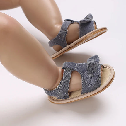 0-18 months cute baby shoes summer small fresh blue bow princess shoes sandals soft and comfortable soles slip walking shoes