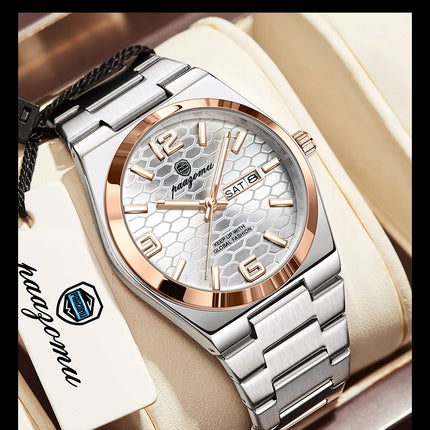 PAAZOMU Sport Luxury Men's Wristwatch High Quality Waterproof Luminous Watch For Men Fashion Date Week Quartz Men's Watches Reloj