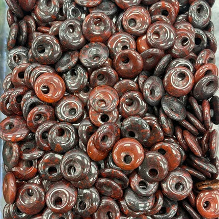 🔥RX8-1 Natural Stone Big Hole Beads Flat Round Pink Quartz Agate Jades Crystal Bead For DIY Lucky Jewelry Making