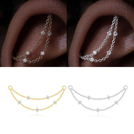 CANNER 1PC 925 Sterling Silver Chain Tassel Piercing Earrings Chain Charm Accessories For Woman Shiny Earring Fine Jewelry Gift