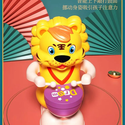 Singing and dancing, little tiger, children's electric music, head up training, 0-1 year old baby toy