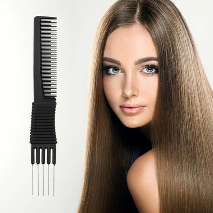 1/2/3/5 Pack Carbon Lift Teasing Combs with Metal Prong, Hair Pick Comb for Women Hair Styling(Black)