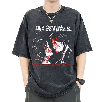 My Chemical Romance Band Washed T-shirt Long Live The Black Parade Tour Merch T-shirts Men Women Gothic Punk Oversized T Shirts