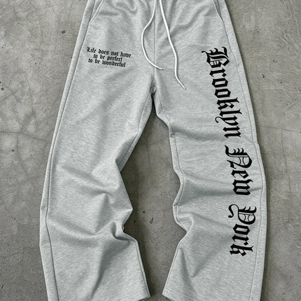 Fearless Spider Web Hand Print Gothic Wide Leg Sweatpants Men 100% Polyester Y2K Baggy Drawstring Streetwear Unisex Jogger Pants