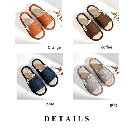 Home Linen Slippers For Men In Spring&Autumn Comfortable Bedroom Open-toed&Breathable Slippers Men's & Women's Shoes Summer