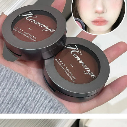 Monochrome Blusher Palette Matte Warm Brown Red Cheek Tint Face Contouring Waterproof Cosmetics Rouge Powder Soft Natural Makeup