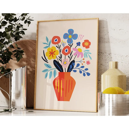 1pc Retro Beige Floral Line Printing,Simple Canvas Painting,Frameless Modern Plant Wall Decor for Living Room,Housewarming Gifts