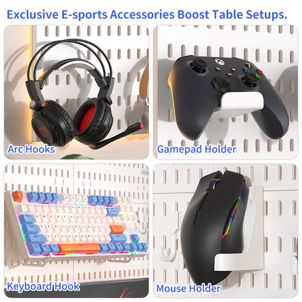 Nordic-Style Wall-Mounted Storage Pegboard: Drill-Free Headphone & Keyboard Stand for Gaming/Study Rooms, Also for Display