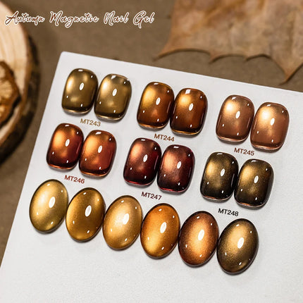 Autumn Brown Cat Magnetic Gel Nail Polish Glass Beads Ultral Shine Magnetic Semi Permanent Soak Off UV Gel Varnish Nail Supplies