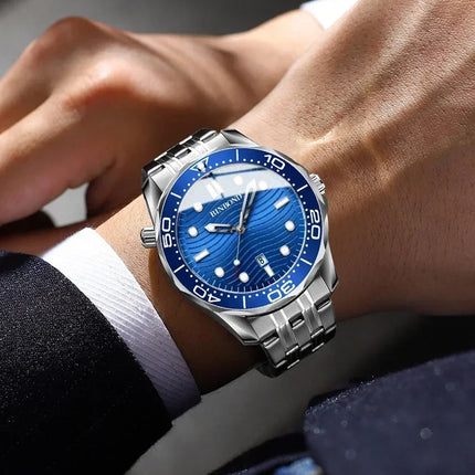 BINBOND Fashion Business Ultra-thin Seahorse Series Men's Quartz Watches Waterproof Luminous Sport Multifunction Men's Wristwatch