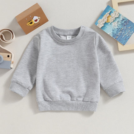 Toddler Baby Boys Girls Fall Sweatshirts Solid Color Long Sleeve Crewneck Pullover Tops Casual Unisex Kids Plain Sweatshirt 0-3Y