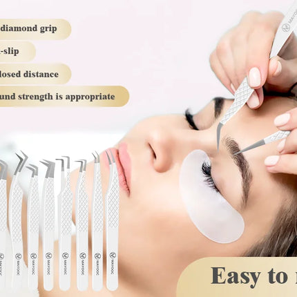Eyelash Extensions Tweezers  With Fiber Tips Lash Artists High Precision Superhard Anti-Static Tweezer Makeup Tools Custom Logo