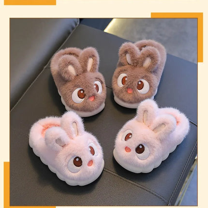2024 New Cute Rabbit Children's Cartoon Winter Slippers Comfortable Warm House Shoes Boys Girls Indoor Home Fluffy Slippers