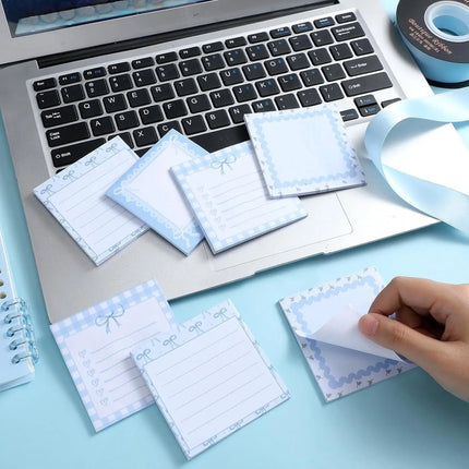 1pc Pink Bow Sticky Notes，Ins Style Self-Adhesive Tear-Off Notepad To Do List Stickers，Office School Memo Pad Reward Gift