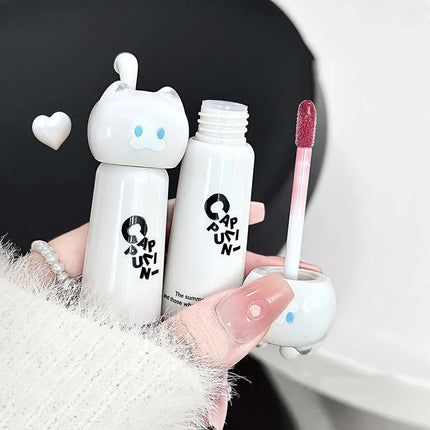 Cappuvini Cute Cat Lip Gloss Moisturizing Smooth And Long-lasting Lip Glaze 4 Shades Easy To Apply Lip Stain For Beginners