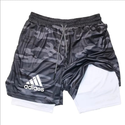 Men'S Compression Shorts Summer Gym Fitness Running Training Sports Shorts Two-In-One Mesh Breathable Quick-Drying Shorts