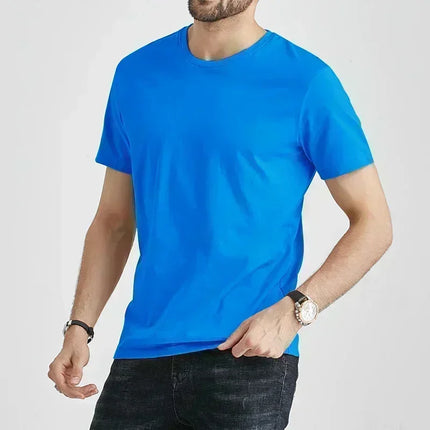 Summer Trendy Brand Men's Clothes Business Casual Short-sleeved T-shirt Fit and Versatile Crew Neck Top Breathable T-shirt