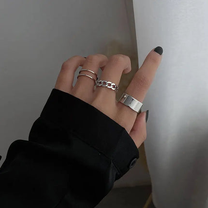 The Tide Cool Ring Set Female Korean Ring Ring Net Red Jewelry Not Fade Color Ring Cold Wind Hip Hop Index Finger Ring