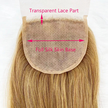 Golden Blonde #27 Silk Base Lace Closure Wig with Baby Hair Virgin European Human Hair Toppers for Women